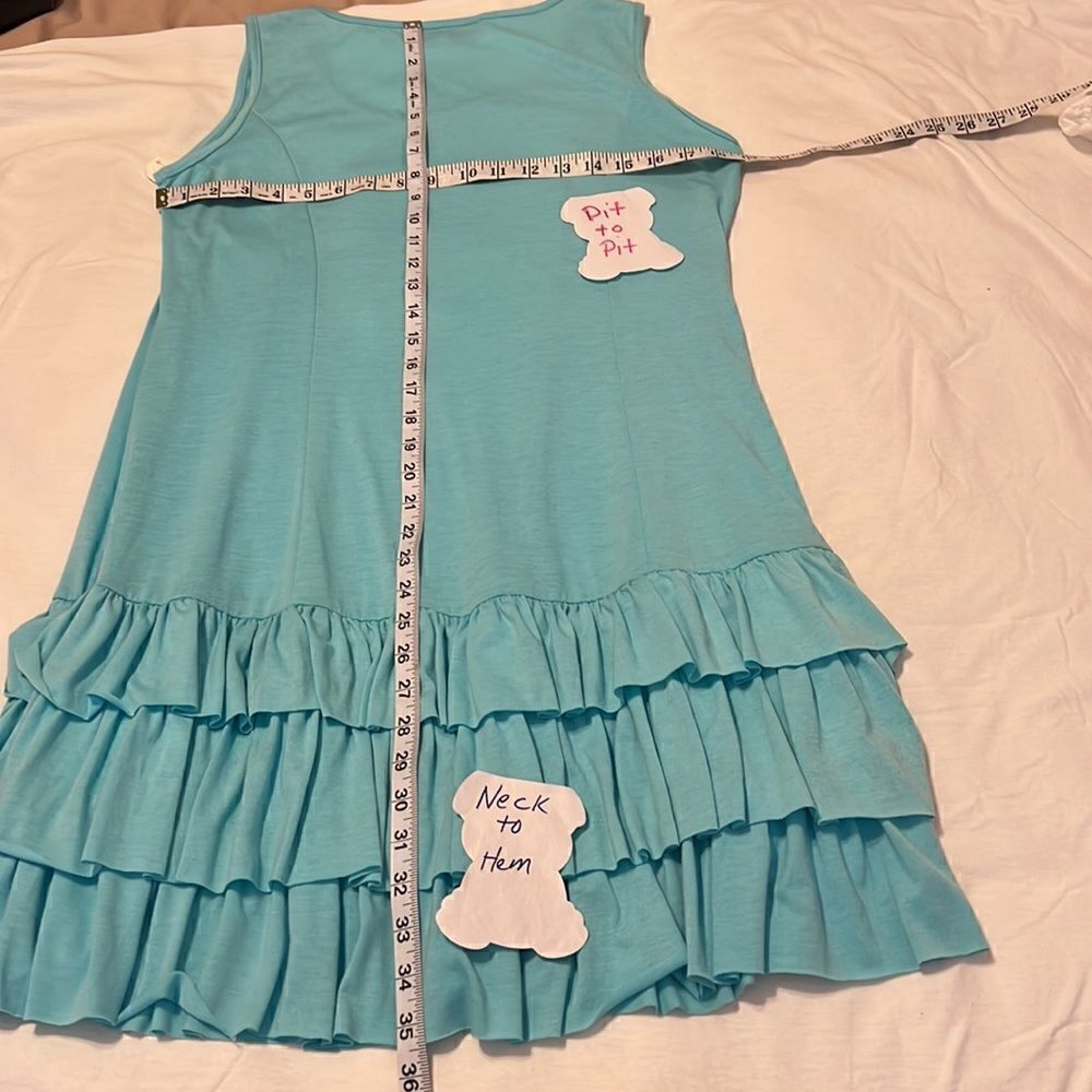 NWT Desert Casual size medium turquoise sleeveless ruffled hem knit dress - Picture 8 of 8
